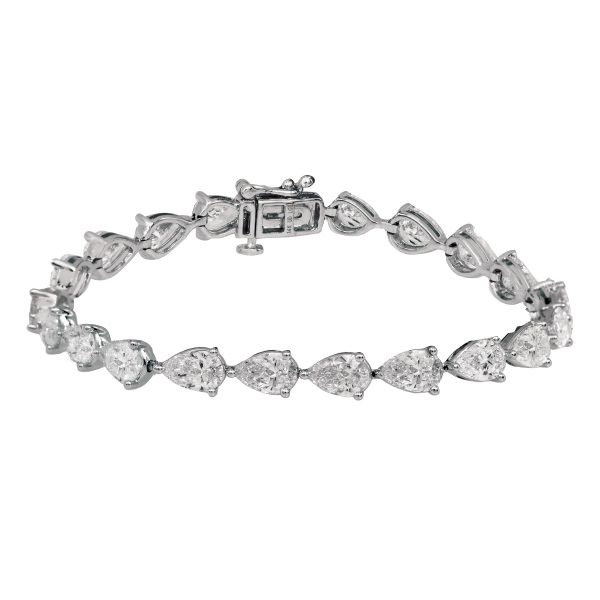 New 11.12 CTW Lab-Grown Pear Cut Diamond Tennis Bracelet