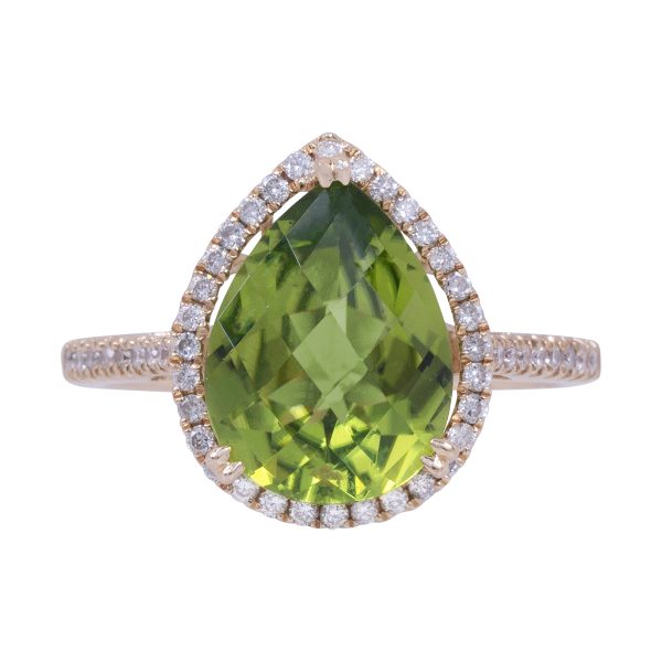 Vintage 3.78 CTW Diamond & Peridot Halo Ring