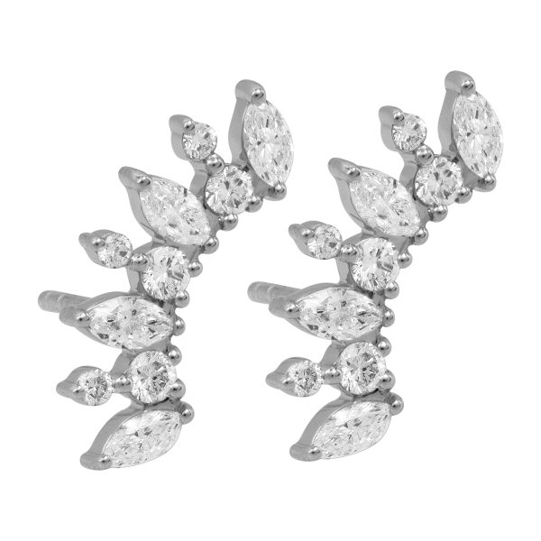 New 0.80 CTW Diamond Curved Climber Earrings