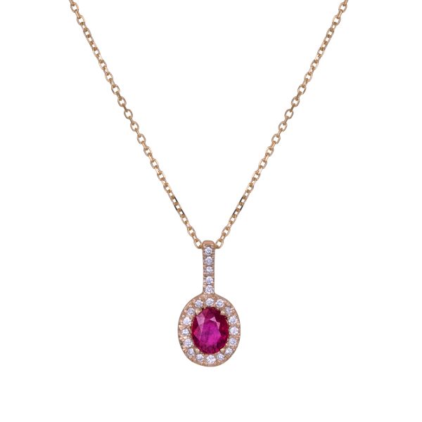 New Venetti 0.56 CTW Diamond & Ruby Halo Necklace