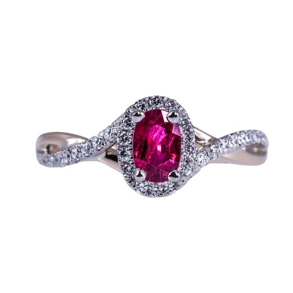 Vintage 0.73 CTW Diamond & Ruby Halo Ring