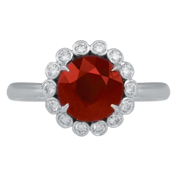 New 3.37 CTW Diamond & Burma Ruby Halo Engagement Ring