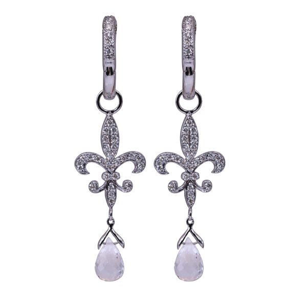 Vintage 0.66 CTW Diamond Fleur-De-Lis Drop Earrings