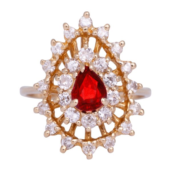 Vintage 1.40 Carats Ruby & Diamond Double Halo Ring