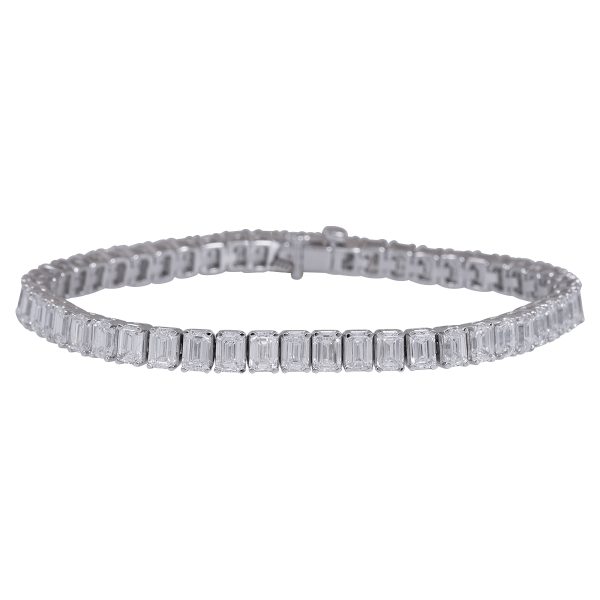 New 15.01 CTW Lab-Grown Emerald Cut Diamond Tennis Bracelet