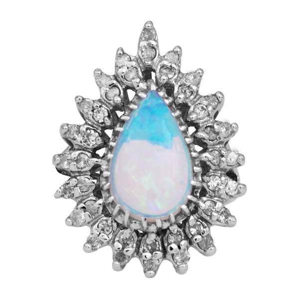 Vintage 2.80 CTW Opal & Diamond Double Halo Ring