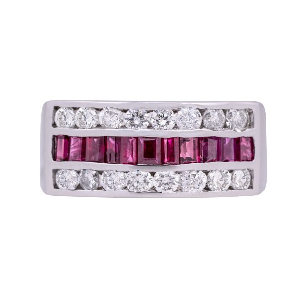 Vintage 4.49 Carat Ruby & Diamond 3-Row Band