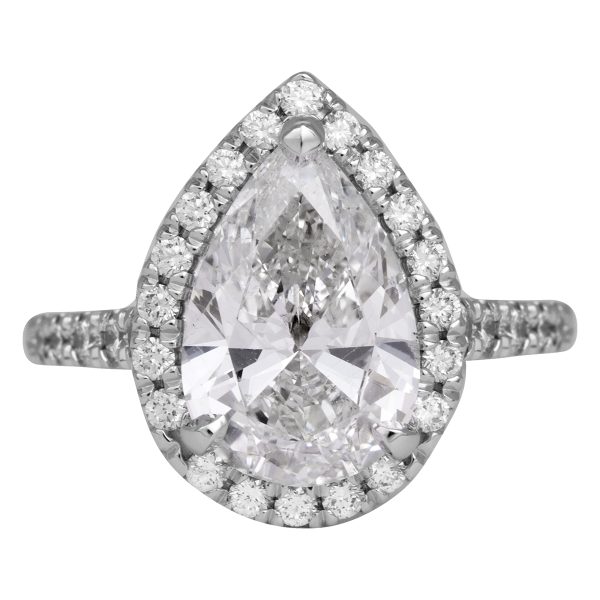 New 3.63 CTW Pear Diamond Halo Engagement Ring