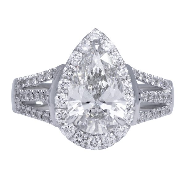 Vintage 2.44 Carats Lab-Grown Pear Diamond Engagement Ring