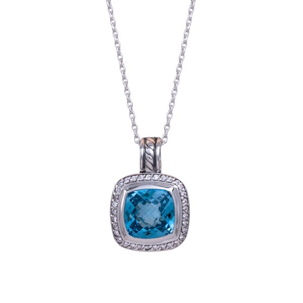 Vintage David Yurman Albion Blue Topaz Halo Pendant