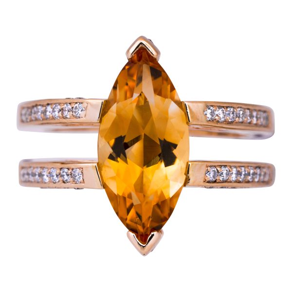 Vintage 5.00 Carats Citrine & Diamond Ring