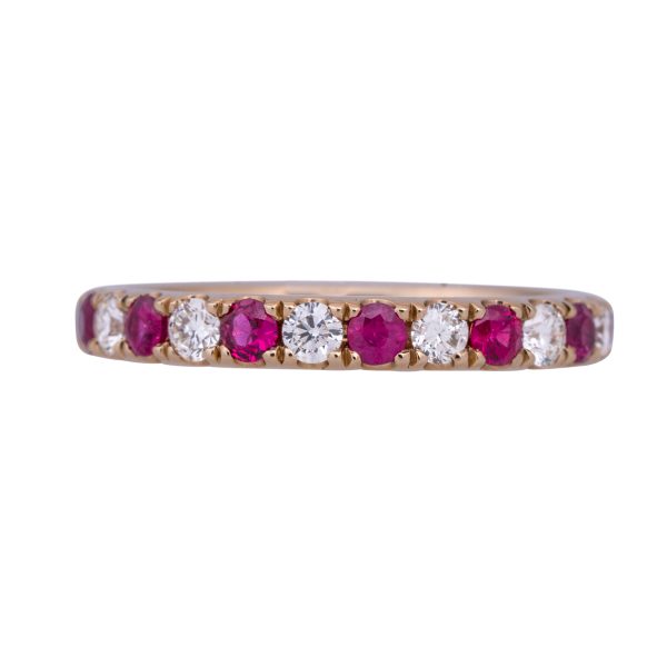 New 0.85 Carats Ruby & Diamond Band