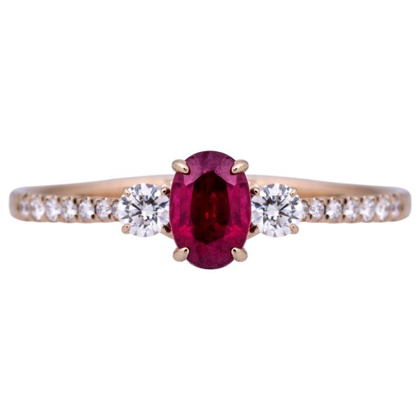 New 0.90 Carats Ruby & Diamond 3-Stone Ring