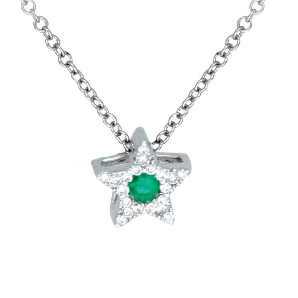 New 0.148 Carats Emerald & Diamond Star Pendant