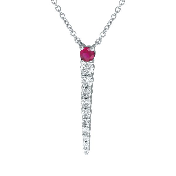 New 0.59 Carats Ruby & Diamond Graduated Drop Pendant