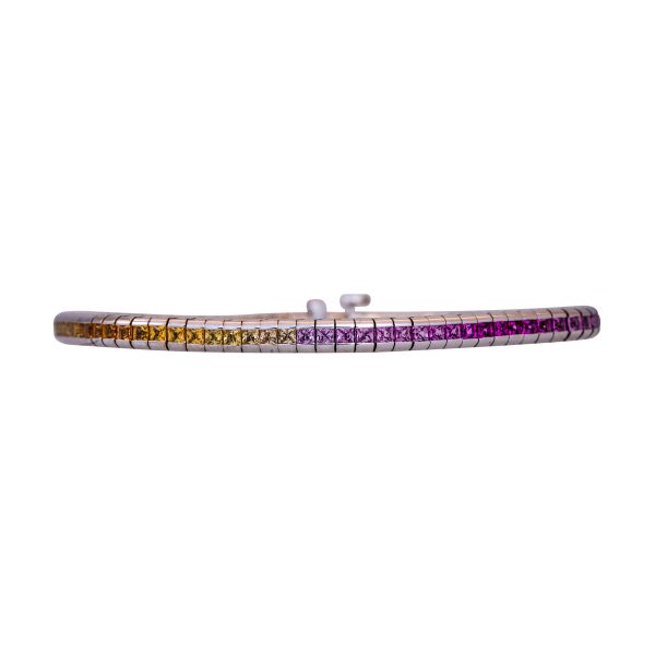 Vintage 4.03 Carats Rainbow Sapphire Tennis Bracelet