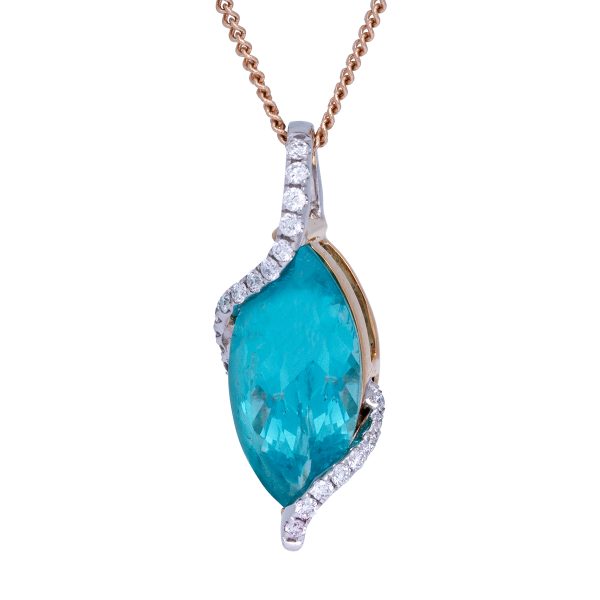 New Denny Wong 2.71 Carats Apatite & Diamond Swirl Pendant