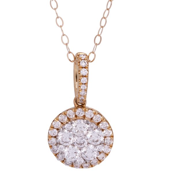 New 0.45 Carats Diamond Halo Pendant