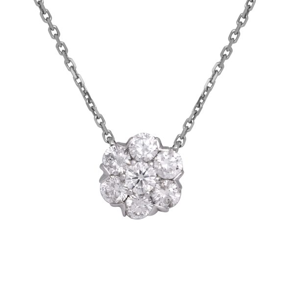 New 1.00 Carat Diamond Flower Station Necklace