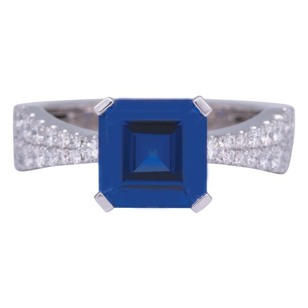 New Chatham 3.95 Carats Lab-Grown Sapphire & Diamond Ring