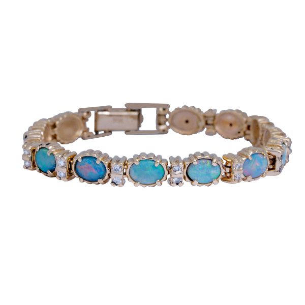 Vintage 10.90 Carats Opal & Diamond Bracelet