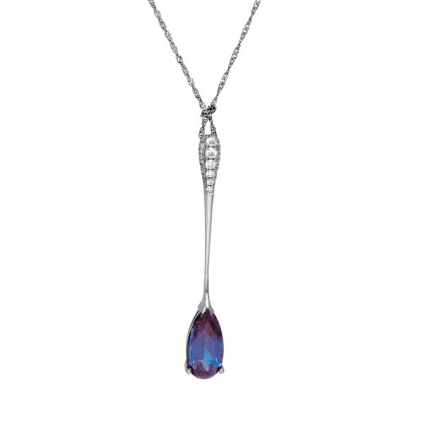 New Chatham 2.60 Carats Lab-Grown Alexandrite & Diamond Drop Pendant