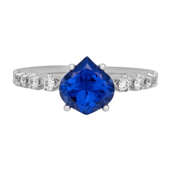 New Chatham 2.36 Carats Lab-Grown Sapphire & Diamond Ring