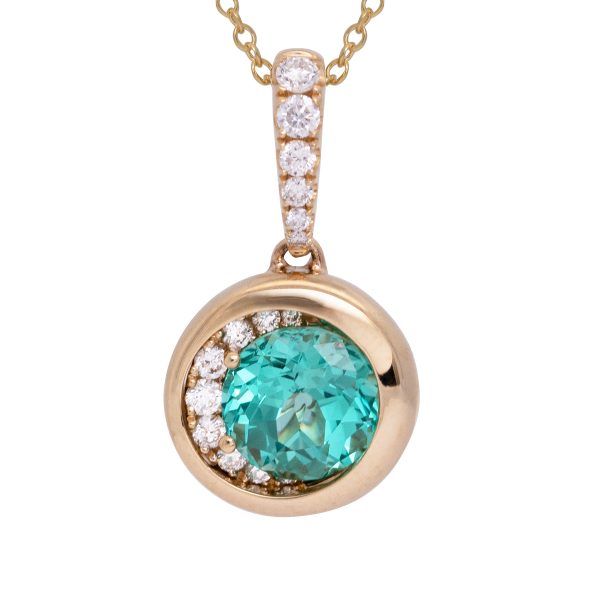 New Chatham 1.88 Carats Lab-Grown Chrysoberyl & Diamond Half Halo Pendant