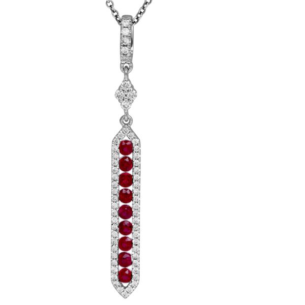 New 0.65 Carats Ruby & Diamond Bar Pendant