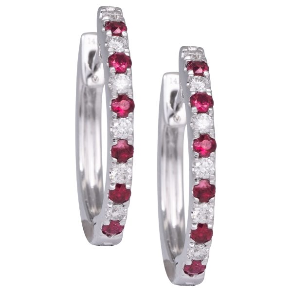 New 0.30 Carats Ruby & Diamond Hoop Earrings