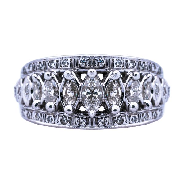 Vintage 0.86 Carats Diamond 3-Row Band