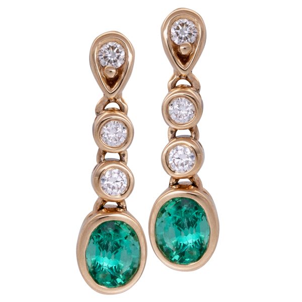 New 0.45 Carats Emerald & Diamond Drop Earrings