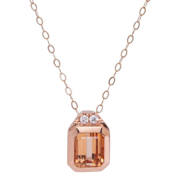 New 1.06 Carats Golden Topaz & Diamond Pendant