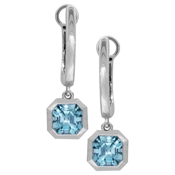 New 2.35 CTW Blue Zircon Drop Earrings