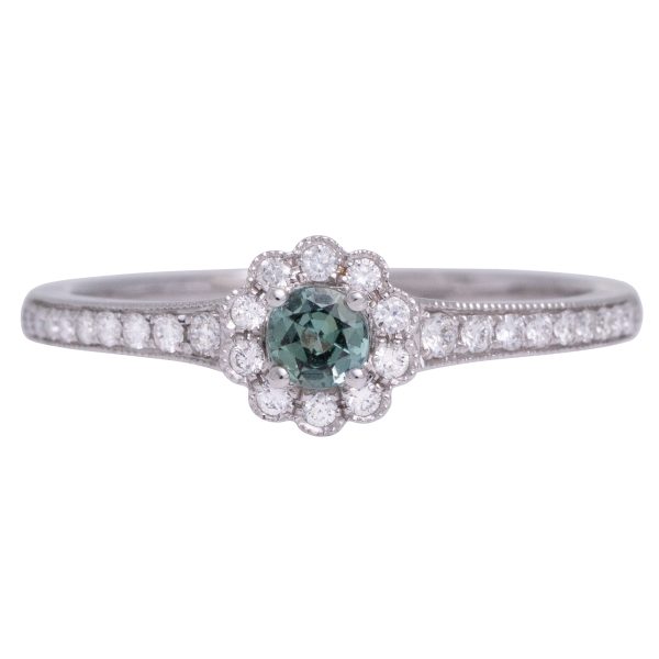 New 0.42 Carats Alexandrite & Diamond Halo Ring