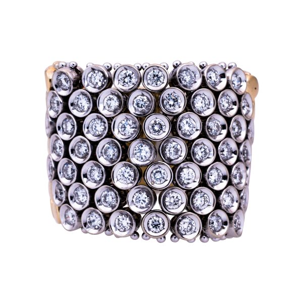 Vintage 1.68 Carats Diamond Wide Mesh Ring