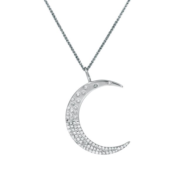 New 0.23 Carats Diamond Crescent Moon Necklace