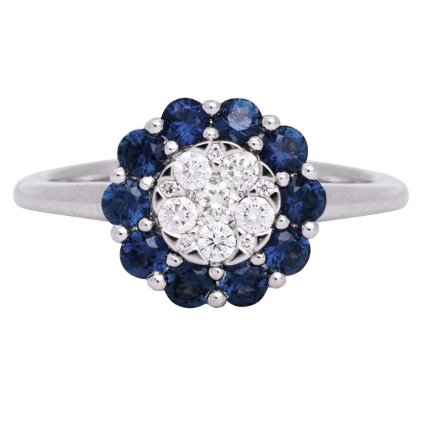 New 0.98 Carats Sapphire & Diamond Flower Ring