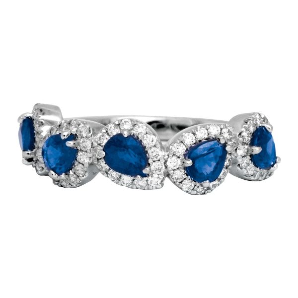 New 1.88 Carats Sapphire & Diamond 5-Stone Halo Band