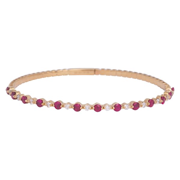 New 1.97 Carats Ruby & Diamond Bangle Bracelet