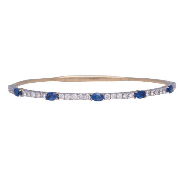 New 2.54 Carats Sapphire & Diamond Bangle Bracelet