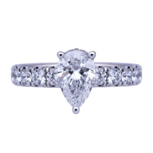 pear shaped diamond engagement ring in white gold