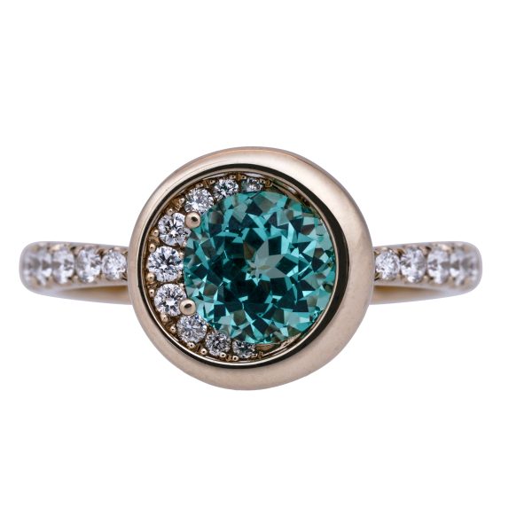 New Chatham 2.00 Carats Lab-Grown Chrysoberyl & Diamond Half-Halo Ring