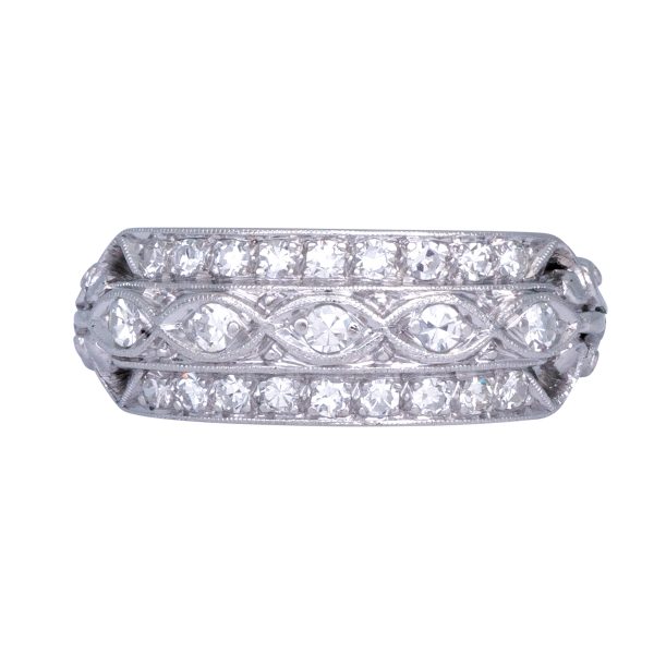 Vintage 0.39 Carats Diamond 3-Row Scroll Band