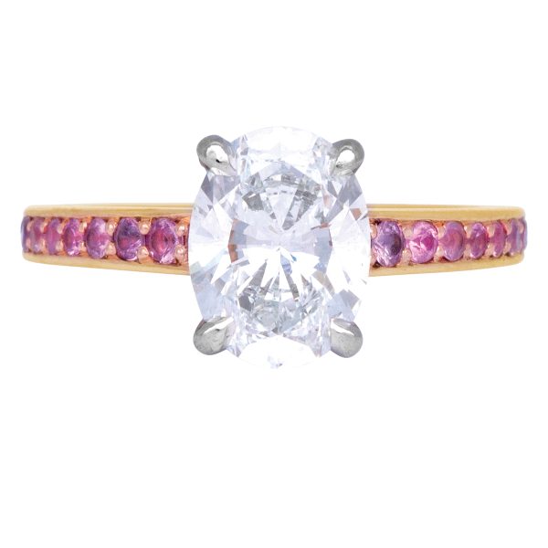 Vintage 2.40 Carats Diamond & Pink Sapphire Engagement Ring