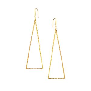 Gold triangle-shaped earrings featuring a stylish hook design, perfect for adding elegance to any outfit.