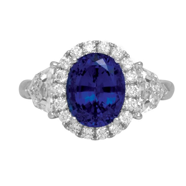 New Chatham 9.35 Carats Lab-Grown Sapphire & Diamond Halo Ring