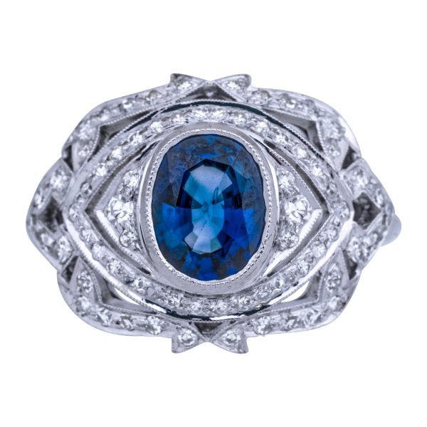 Vintage 1.55 Carats Sapphire & Diamond Eye Ring