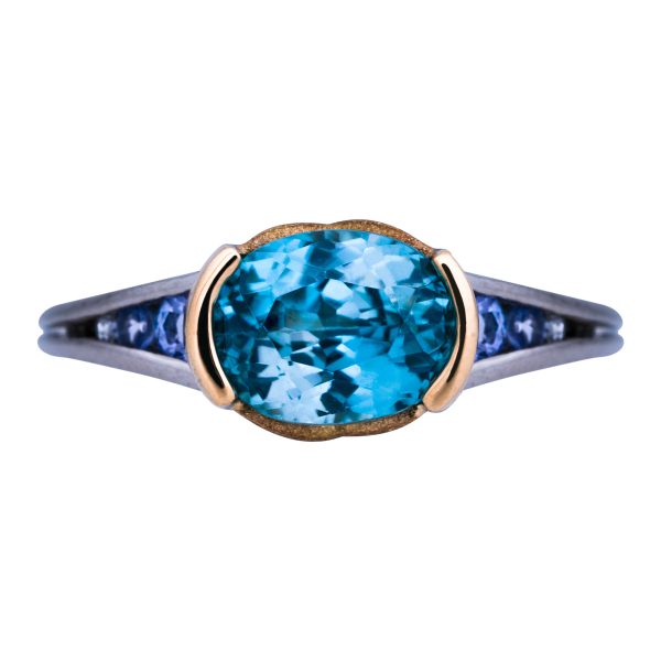 New Denny Wong 3.20 Carats Blue Zircon, Tanzanite & Diamond Ring