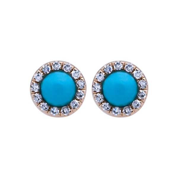 New Venetti 0.34 Carats Turquoise & Diamond Halo Earrings